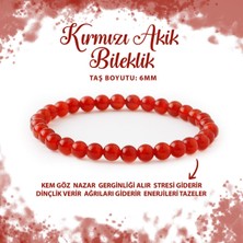 Deniz Doğal Taş Sertifikalı Kırmızı Akik 6mm Doğal Taş Bileklik