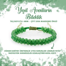 Deniz Doğal Taş Sertifikalı Aventurin 4mm Çift Sıra Doğal Taş Bileklik