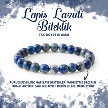 Deniz Doğal Taş Sertifikalı Lapis Lazuli 8mm Doğal Taş Bileklik