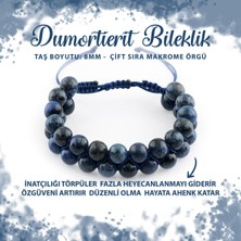 Deniz Doğal Taş Sertifikalı Dumortierit 8mm Çift Sıra Makrome Doğal Taş Bileklik