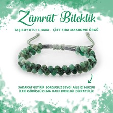 Deniz Doğal Taş Sertifikalı Zümrüt 3-4mm Çift Sıra Doğal Taş Bileklik