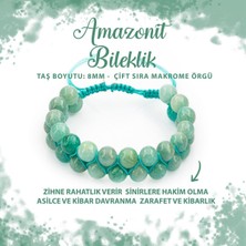 Deniz Doğal Taş Sertifikalı Amazonit 8mm Çift Sıra Makrome Doğal Taş Bileklik