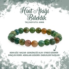 Deniz Doğal Taş Sertifikalı Hint Akiği 8mm Doğal Taş Bileklik