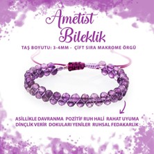 Deniz Doğal Taş Sertifikalı Ametist 3-4mm Çift Sıra Doğal Taş Bileklik