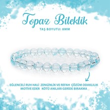 Deniz Doğal Taş Sertifikalı Topaz 8mm Doğal Taş Bileklik