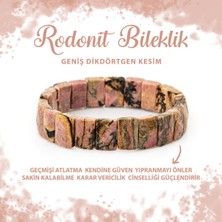 Deniz Doğal Taş Sertifikalı Rodonit Doğal Taş Kare Kesim Geniş Kesim Bileklik