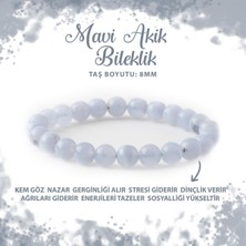 Deniz Doğal Taş Sertifikalı Mavi Akik 8mm Doğal Taş Bileklik