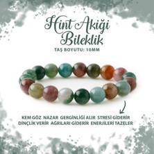 Deniz Doğal Taş Sertifikalı Hint Akiği 10MM Doğal Taş Bileklik