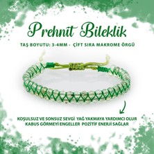 Deniz Doğal Taş Sertifikalı Prehnit 3-4mm Çift Sıra Doğal Taş Bileklik