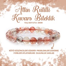 Deniz Doğal Taş Sertifikalı Altın Rutilli Kuvars 8mm Doğal Taş Bileklik