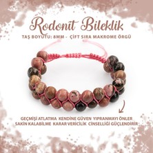 Deniz Doğal Taş Sertifikalı Rodonit 8mm Çift Sıra Makrome Doğal Taş Bileklik