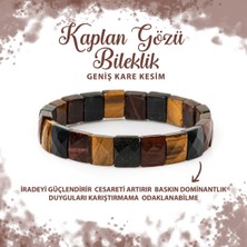 Deniz Doğal Taş Sertifikalı Kaplan Gözü Doğal Taş Kare Kesim Geniş Kesim Bileklik