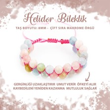 Deniz Doğal Taş Sertifikalı Helidor 8mm Çift Sıra Makrome Doğal Taş Bileklik