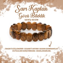 Deniz Doğal Taş Sertifikalı Sarı Kaplan Gözü Doğal Taş Geniş Kesim Bileklik