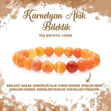 Deniz Doğal Taş Sertifikalı Karnelyan Akik 10MM Doğal Taş Bileklik