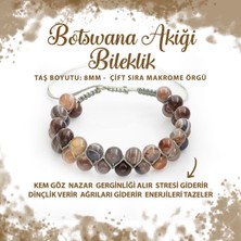 Deniz Doğal Taş Sertifikalı Botswana Akiği 8mm Çift Sıra Makrome Doğal Taş Bileklik