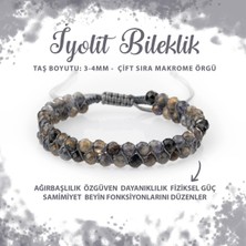 Deniz Doğal Taş Sertifikalı Iyolit 3-4mm Çift Sıra Doğal Taş Bileklik