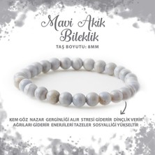 Deniz Doğal Taş Sertifikalı Mavi Akik 6mm Doğal Taş Bileklik