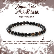 Deniz Doğal Taş Sertifikalı Siyah Göz Akik 6mm Doğal Taş Bileklik