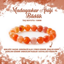 Deniz Doğal Taş Sertifikalı Madagaskar Akiği 10MM Doğal Taş Bileklik