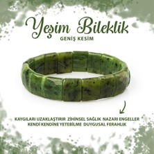 Deniz Doğal Taş Sertifikalı Yeşim Doğal Taş Balık Sırtı Geniş Kesim Bileklik