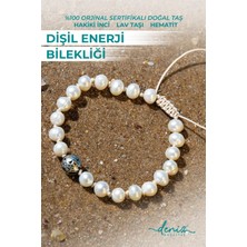 Deniz Doğal Taş Sertifikalı Doğal Taşlı Dişil Enerji Aktivasyon Bilekliği, Hakiki Inci, Lav Taşı, Hematit,