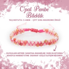 Deniz Doğal Taş Sertifikalı Opal Pembe 3-4mm Çift Sıra Doğal Taş Bileklik