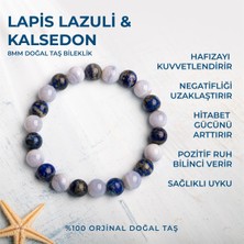 Deniz Doğal Taş Sertifikalı Lapis Lazuli & Kalsedon Doğal Taşlı Bileklik