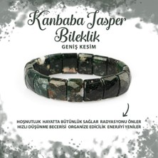 Deniz Doğal Taş Sertifikalı Yeşil Jasper Doğal Taş Balık Sırtı Geniş Kesim Bileklik