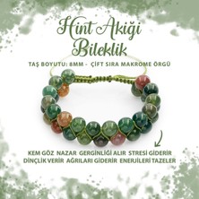 Deniz Doğal Taş Sertifikalı Hint Akiği 8mm Çift Sıra Makrome Doğal Taş Bileklik