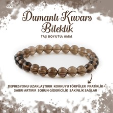 Deniz Doğal Taş Sertifikalı Dumanlı Kuvars 8mm Doğal Taş Bileklik