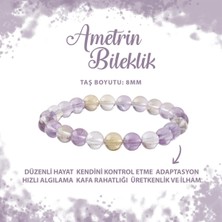 Deniz Doğal Taş Sertifikalı Ametrin 8mm Doğal Taş Bileklik