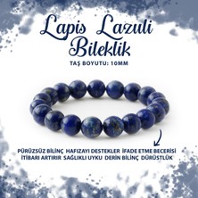 Deniz Doğal Taş Sertifikalı Lapis Lazuli 10MM Doğal Taş Bileklik