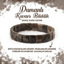 Deniz Doğal Taş Sertifikalı Dumanlı Kuvars Doğal Taş Kare Kesim Geniş Kesim Bileklik