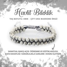 Deniz Doğal Taş Sertifikalı Havlit 4mm Çift Sıra Doğal Taş Bileklik