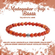 Deniz Doğal Taş Sertifikalı Madagaskar Akiği 6mm Doğal Taş Bileklik