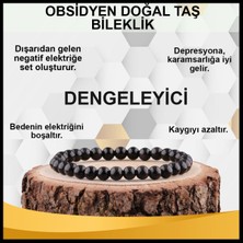 Deniz Doğal Taş Sertifikalı Obsidyen  Orjinal ( Taşlar) Doğaltaş Bileklik 6 mm - B839