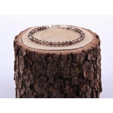 Deniz Doğal Taş Sertifikalı Dumanlı Kuvars  Orjinal ( Taşlar) Doğaltaş Bileklik 3 mm - B810