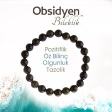 Deniz Doğal Taş Sertifikalı Obsidyen  Orjinal ( Taşlar) Doğaltaş Bileklik 8 Mm, B994