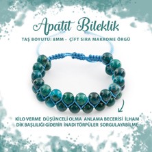 Deniz Doğal Taş Sertifikalı Mavi Apatit 8mm Çift Sıra Makrome Doğal Taş Bileklik
