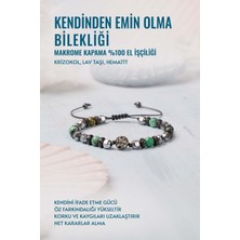 Deniz Doğal Taş Sertifikalı Kendinden Emin Olma Bilekliği Makrome Kapama El Yapımı