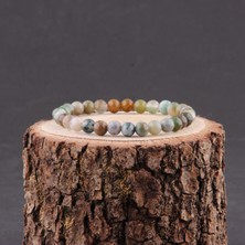 Deniz Doğal Taş Sertifikalı Hint Akik  Orjinal ( Taşlar) Doğaltaş Bileklik - 6 mm B769 (Model 2)