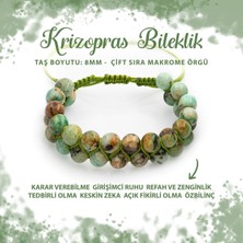 Deniz Doğal Taş Sertifikalı Krizopras 8mm Çift Sıra Makrome Doğal Taş Bileklik