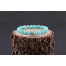 Deniz Doğal Taş Sertifikalı Amazonit  Orjinal ( Taşlar) Doğaltaş Bileklik 8 mm - B856