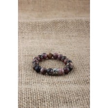 Deniz Doğal Taş Sertifikalı Rodonit   ( Taşlar) Doğaltaş Bileklik 8 mm