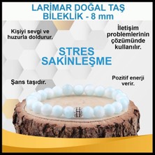 Deniz Doğal Taş Sertifikalı Larimar   ( Taşlar) Doğaltaş Bileklik 8 mm