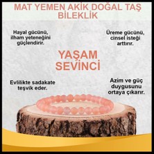 Deniz Doğal Taş Sertifikalı Mat Yemen Akik   ( Taşlar) Doğaltaş Bileklik 6 mm - B837
