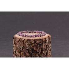 Deniz Doğal Taş Sertifikalı Lepidolit  Orjinal ( Taşlar) Doğaltaş Bileklik 6 mm - B835