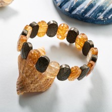 Deniz Doğal Taş Sertifikalı Solar Plexus Çakra Doğal Taş Geniş Kesim Bileklik