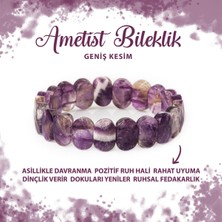 Deniz Doğal Taş Sertifikalı Ametist Doğal Taş Geniş Kesim Bileklik